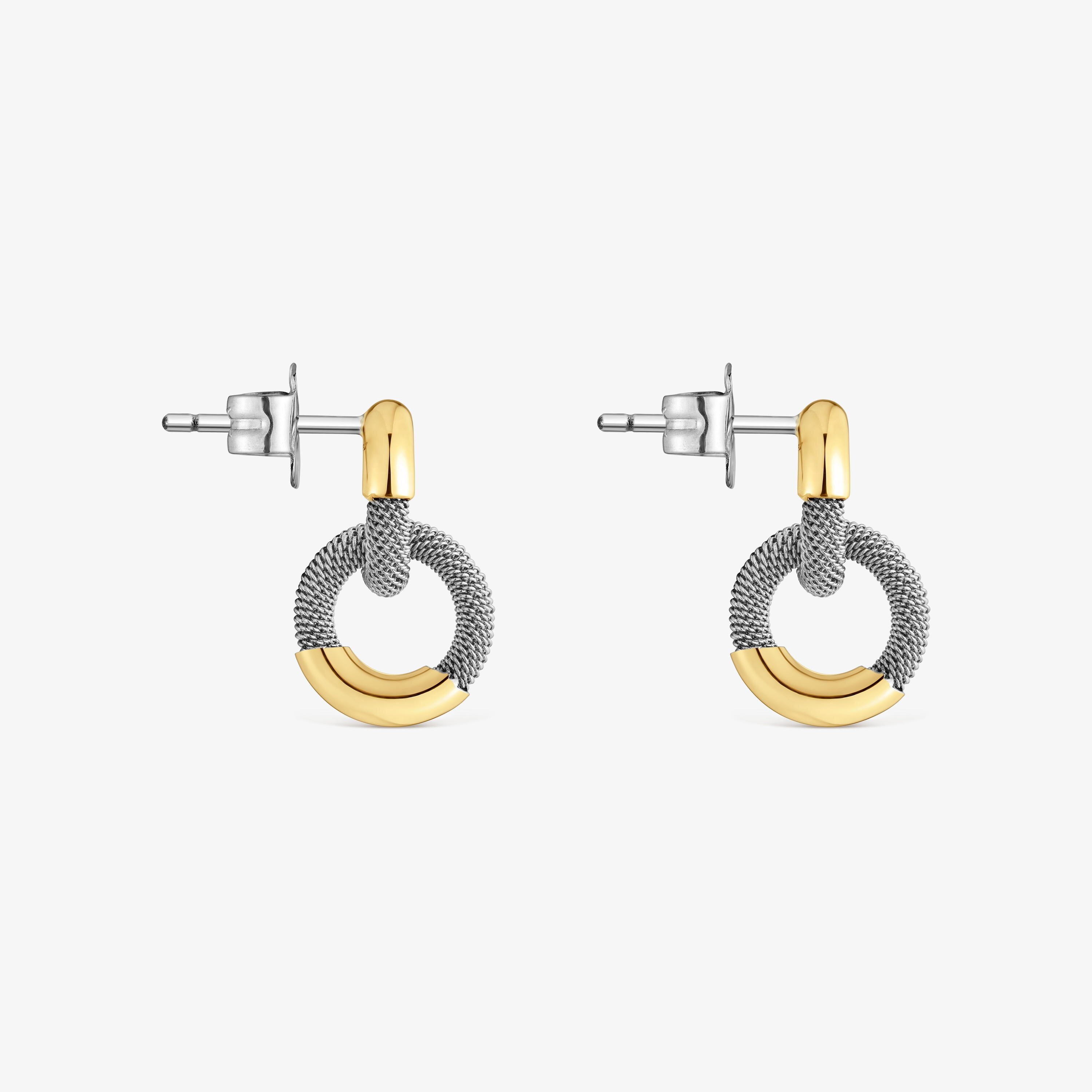 Short steel and 14K solid gold Earrings TOUS Unlock