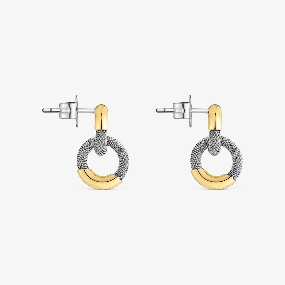 Pendientes cortos de acero y oro 14 kt TOUS Unlock