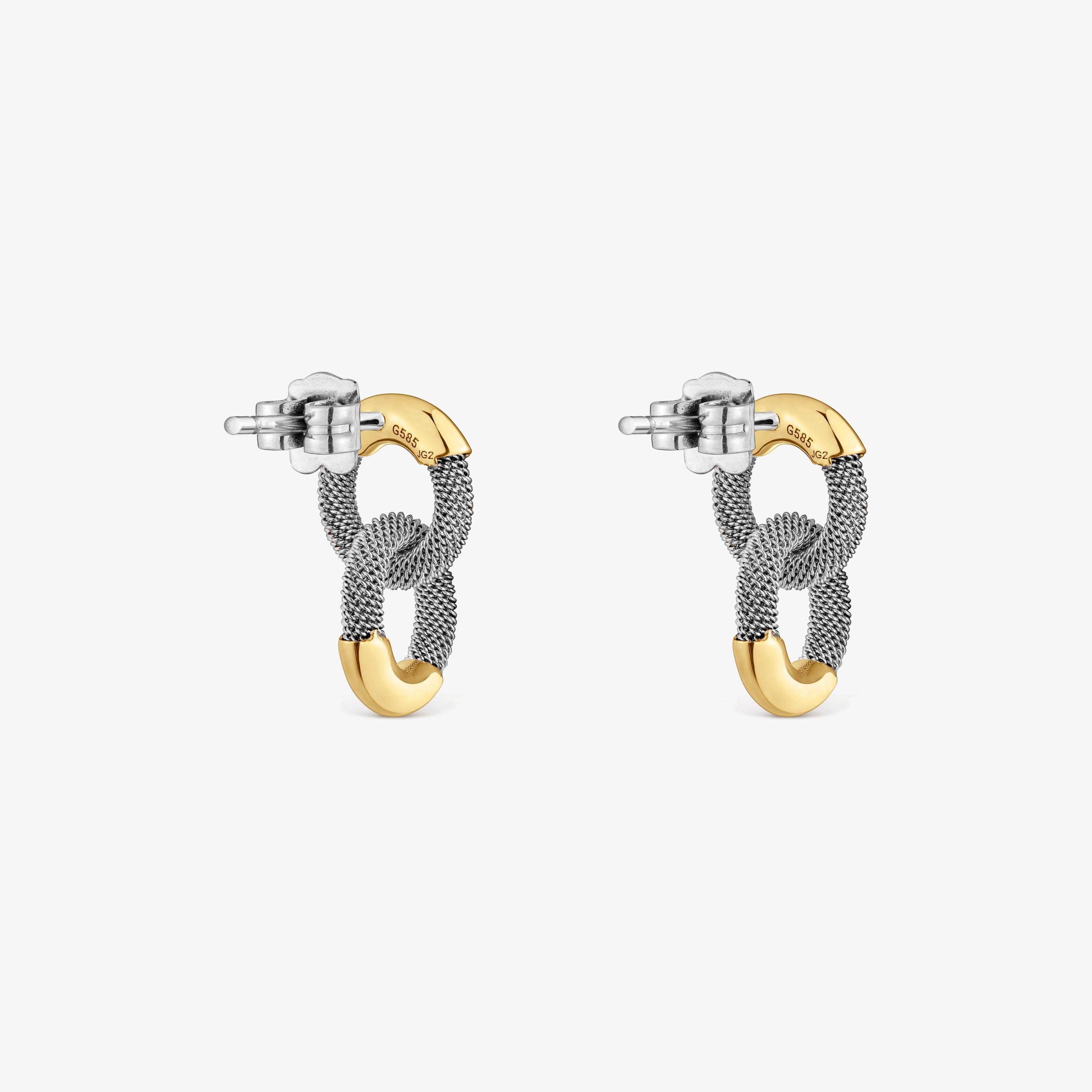 Short steel and 14K solid gold Earrings TOUS Unlock