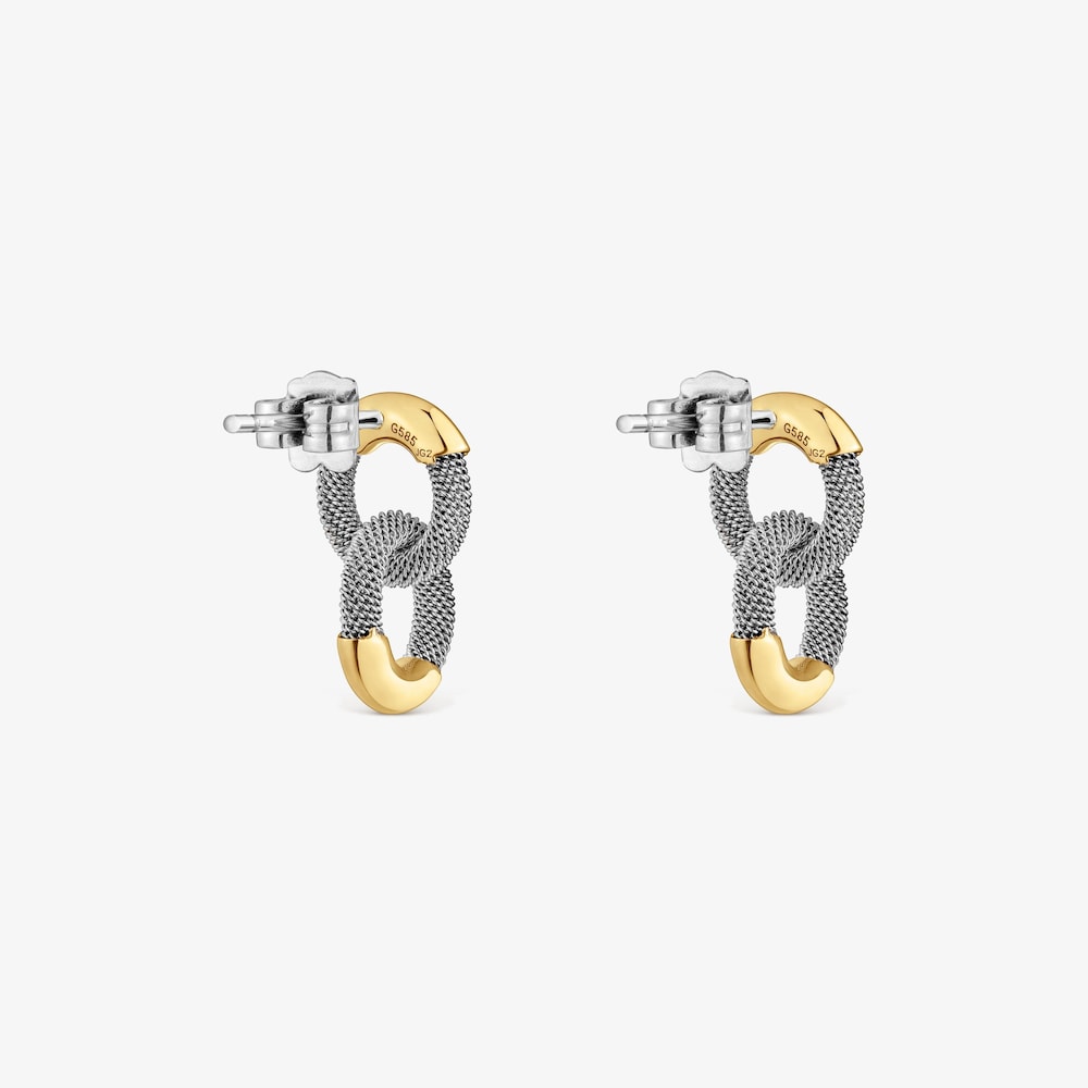 Pendientes cortos de acero y oro 14 kt TOUS Unlock