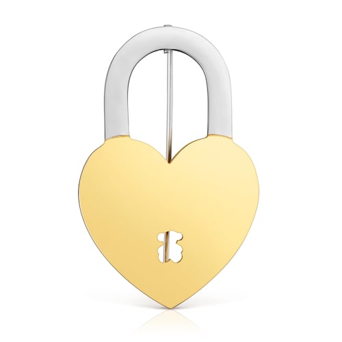 Spilla con motivo a cuore in acciaio bicolore TOUS Charming