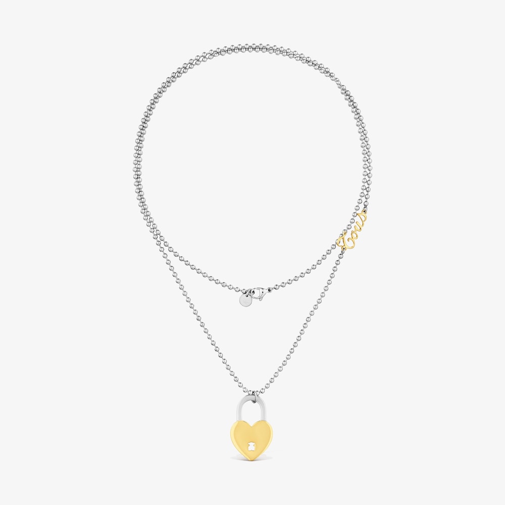 Collar largo de acero bicolor y motivo coraz&oacute;n TOUS Charming