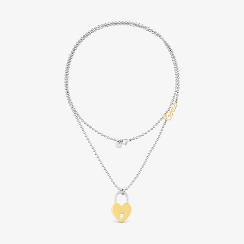Long two-tone steel Necklace with heart charm TOUS Charming
