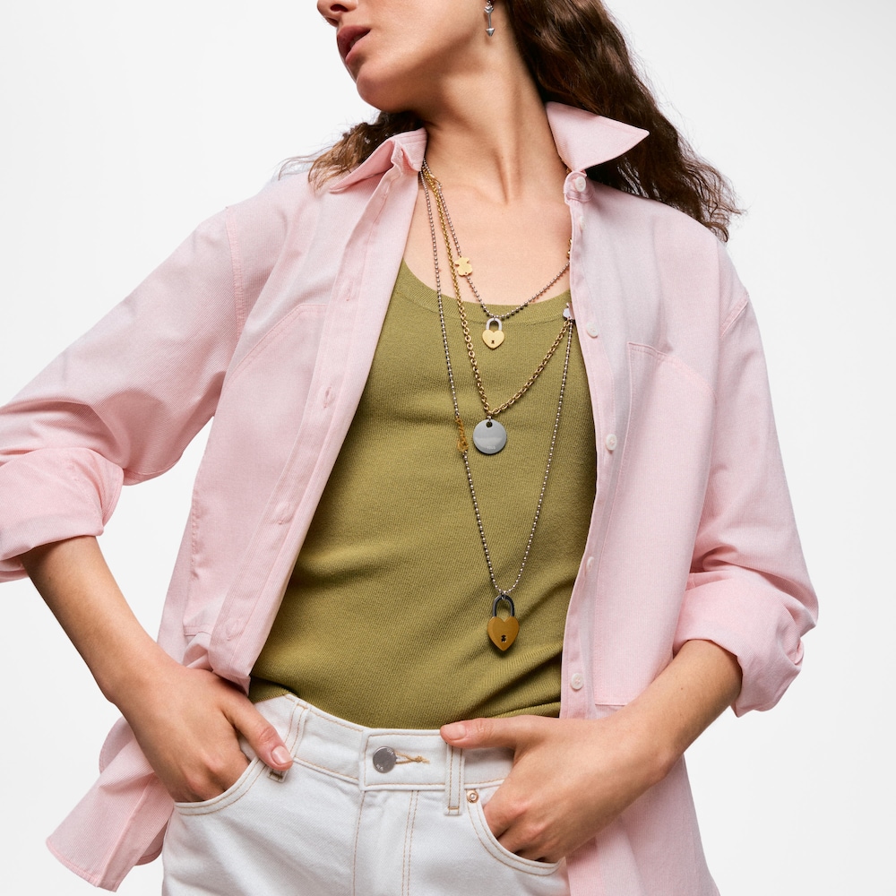 Collar largo de acero bicolor y motivo coraz&oacute;n TOUS Charming