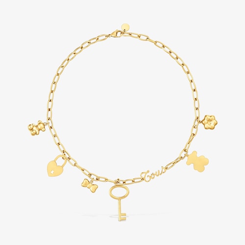 Gold-colored steel Necklace with hanging charms TOUS Charming