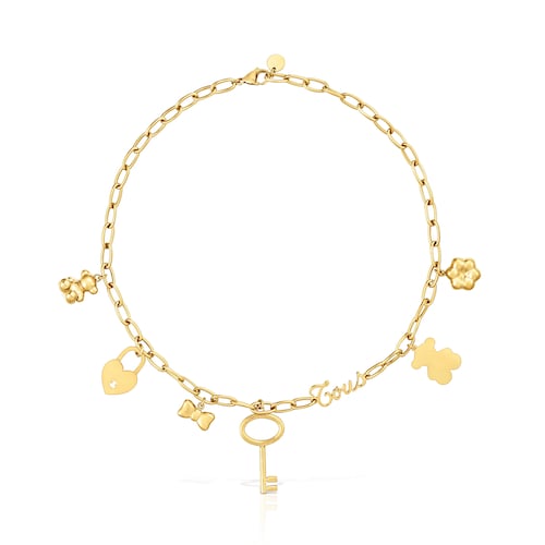 Halskette aus goldfarbenem Stahl mit Motivanh&auml;ngern TOUS Charming