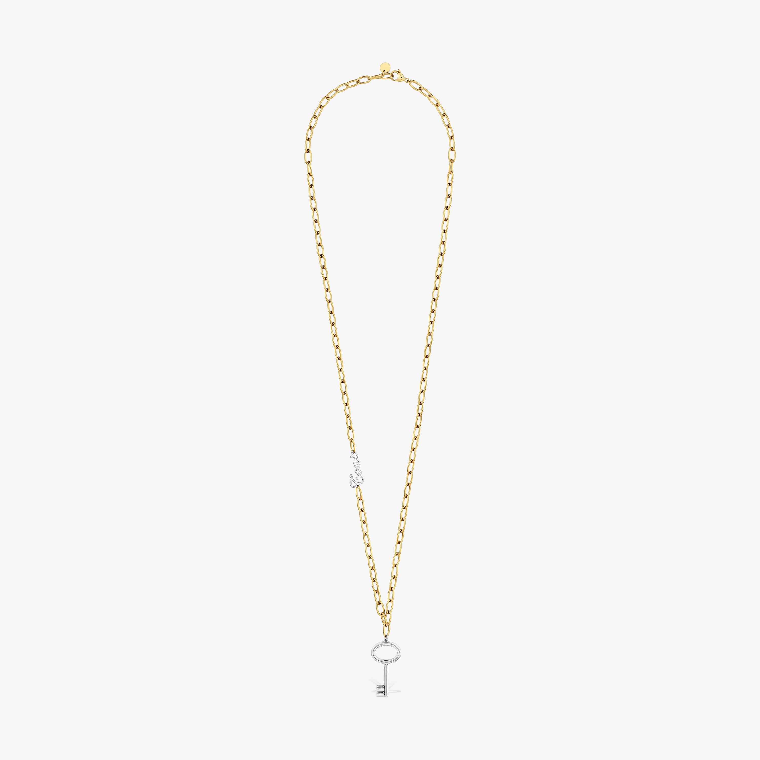 Long two-tone steel chain Necklace with key charm TOUS Charming