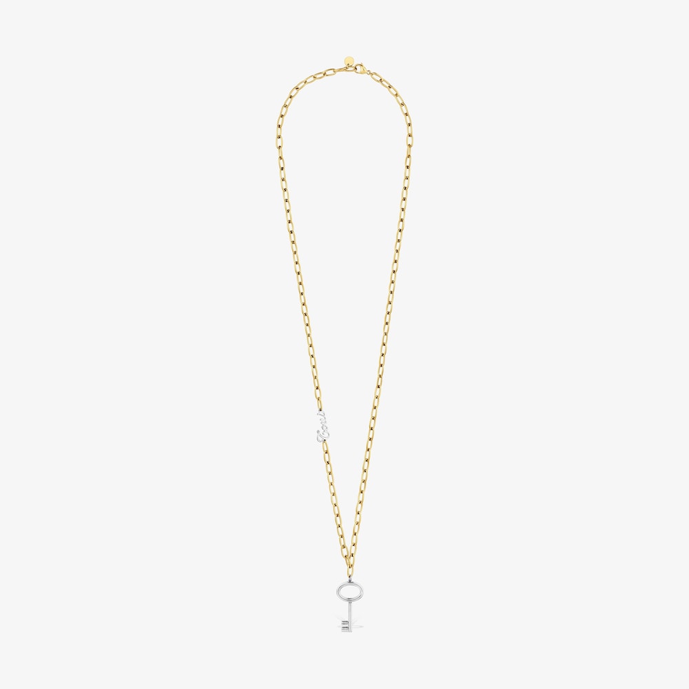 Dlh&yacute; retiazkov&yacute; N&aacute;hrdeln&iacute;k s&nbsp;pr&iacute;veskom kľ&uacute;ča z&nbsp;dvojfarebnej ocele TOUS Charming