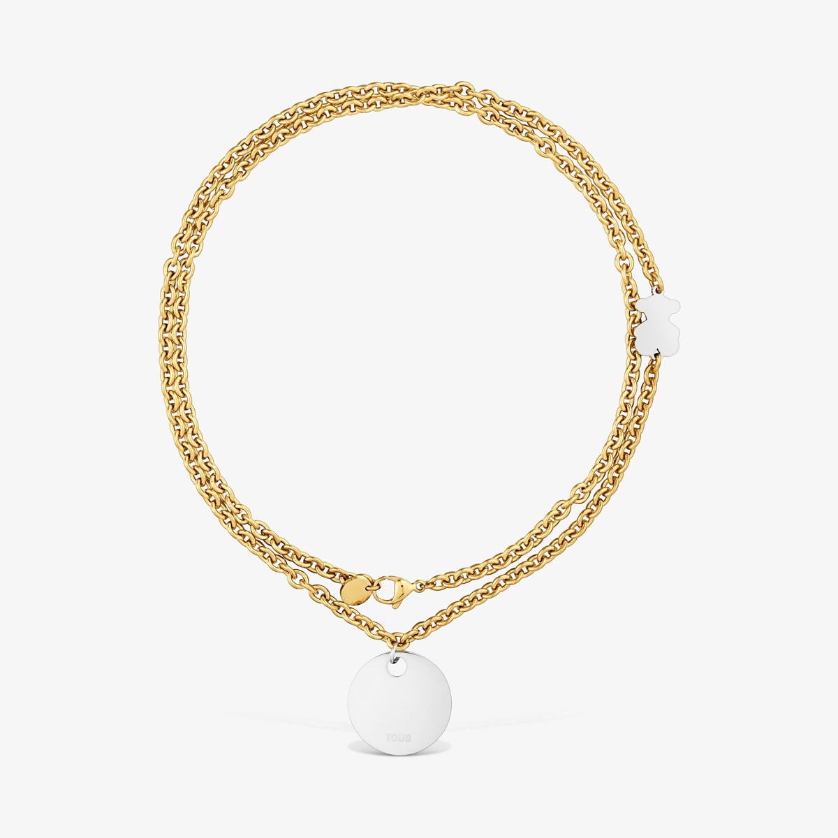 Tous - Collar Largo Cadena De Acero Bicolor Y Motivo Medalla Tous Charming - Bicolor