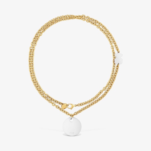Long two-tone steel chain Necklace with medallion charm TOUS Charming