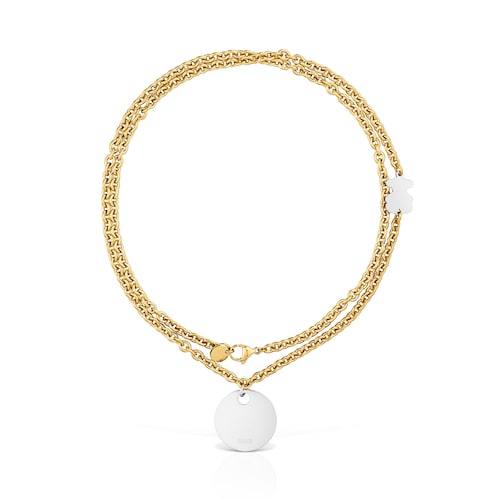 Lange Glieder-Halskette aus zweifarbigem Stahl mit Medaillonmotiv TOUS Charming