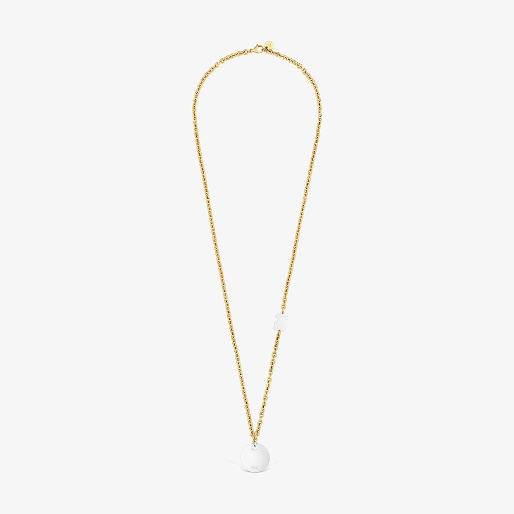 Dlh&yacute; retiazkov&yacute; N&aacute;hrdeln&iacute;k s&nbsp;pr&iacute;veskom medail&oacute;nu z&nbsp;dvojfarebnej ocele TOUS Charming