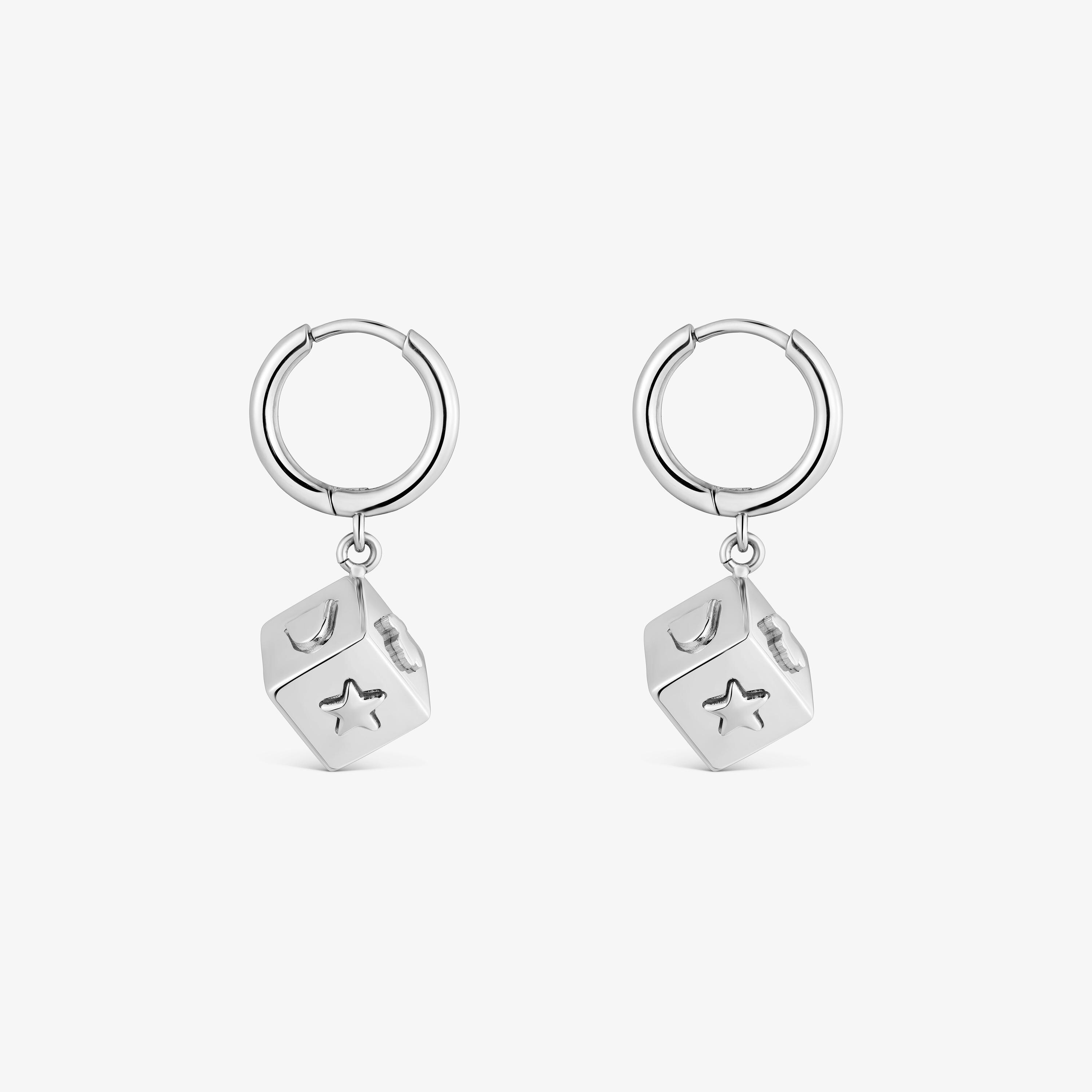 Steel Hoop earrings with cube charm TOUS Charming