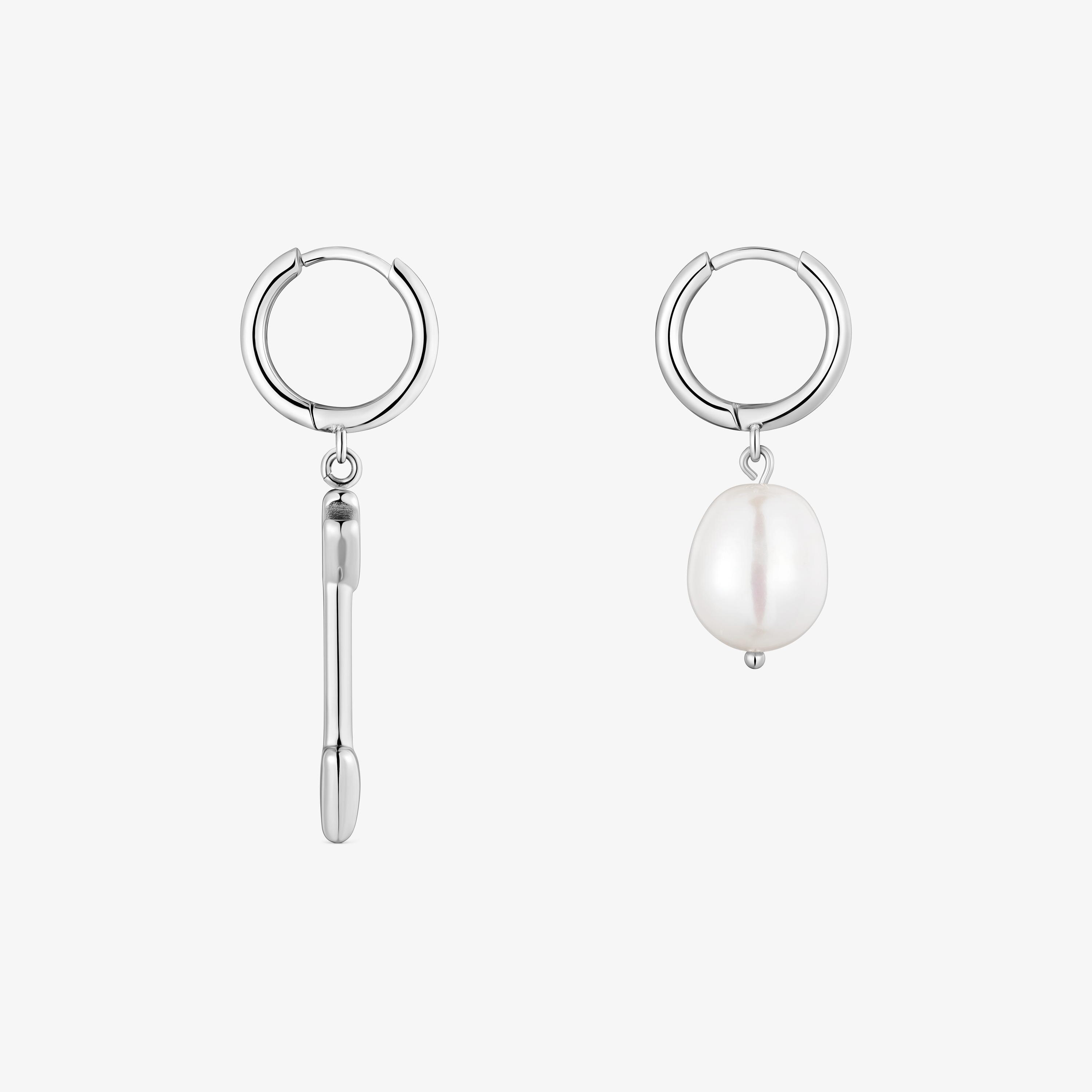 Steel and cultured pearl Hoop earrings with arrow charm TOUS Charming