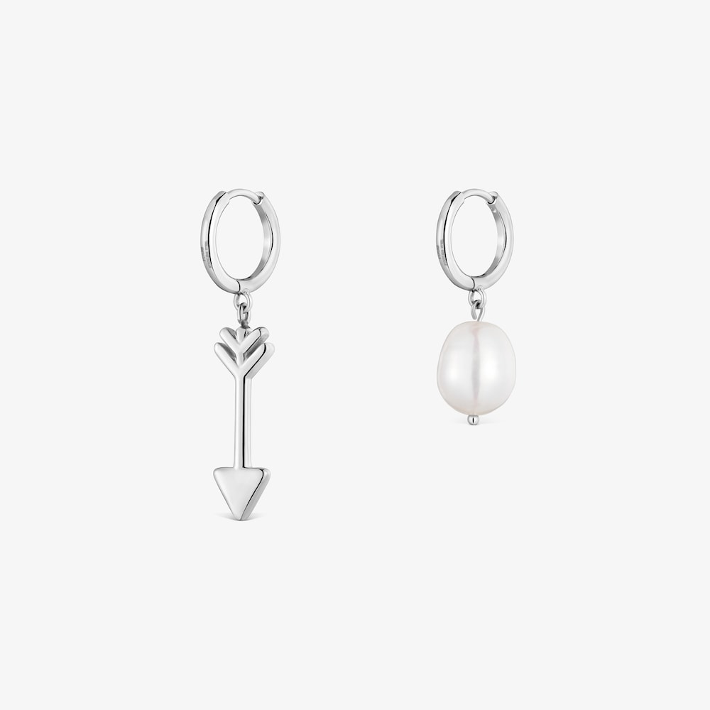 Obručov&eacute; n&aacute;u&scaron;nice s&nbsp;mot&iacute;vom &scaron;&iacute;pky z&nbsp;ocele s&nbsp;kultivovanou perlou TOUS Charming