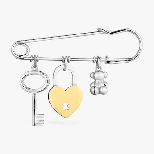 Two-tone steel Brooch with hanging charms TOUS Charming