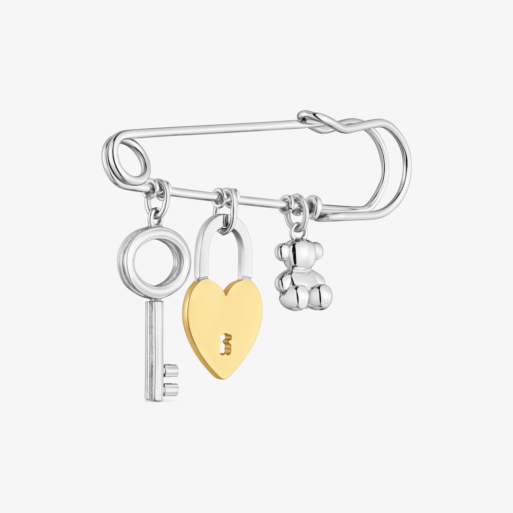 Broche de acero bicolor y motivos colgantes TOUS Charming
