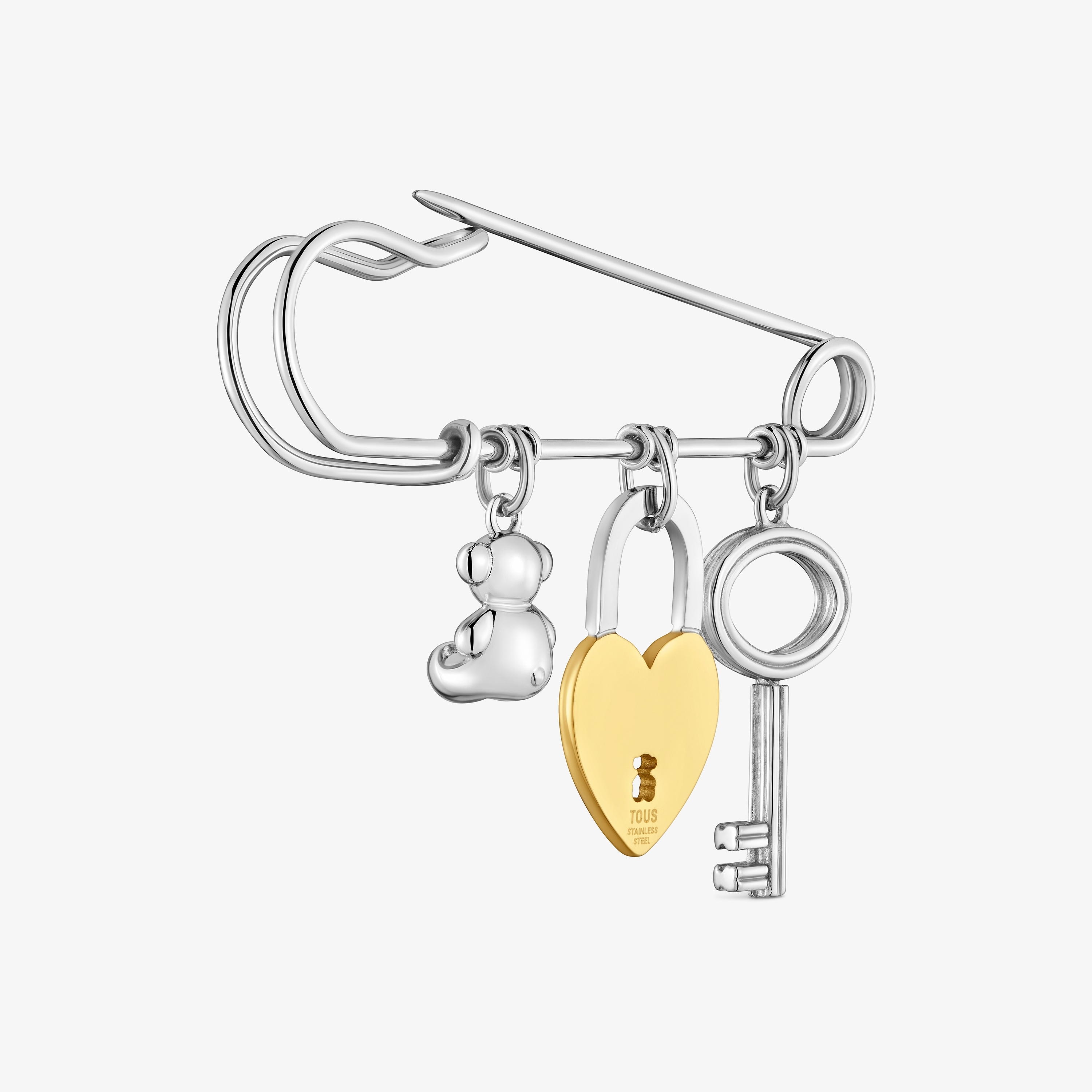 Two-tone steel Brooch with hanging charms TOUS Charming
