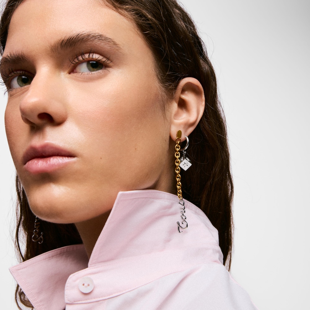 Aros largos de acero bicolor TOUS Charming