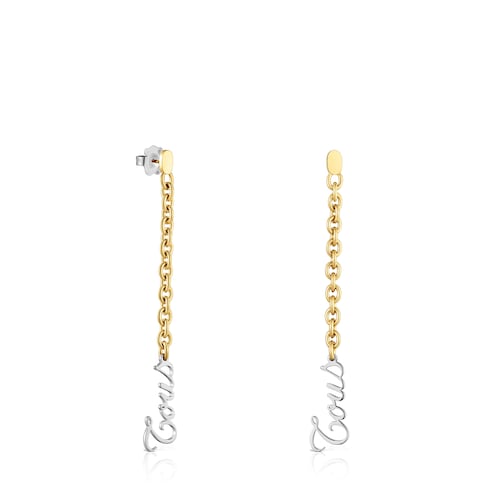 Orecchini lunghi in acciaio bicolore TOUS Charming