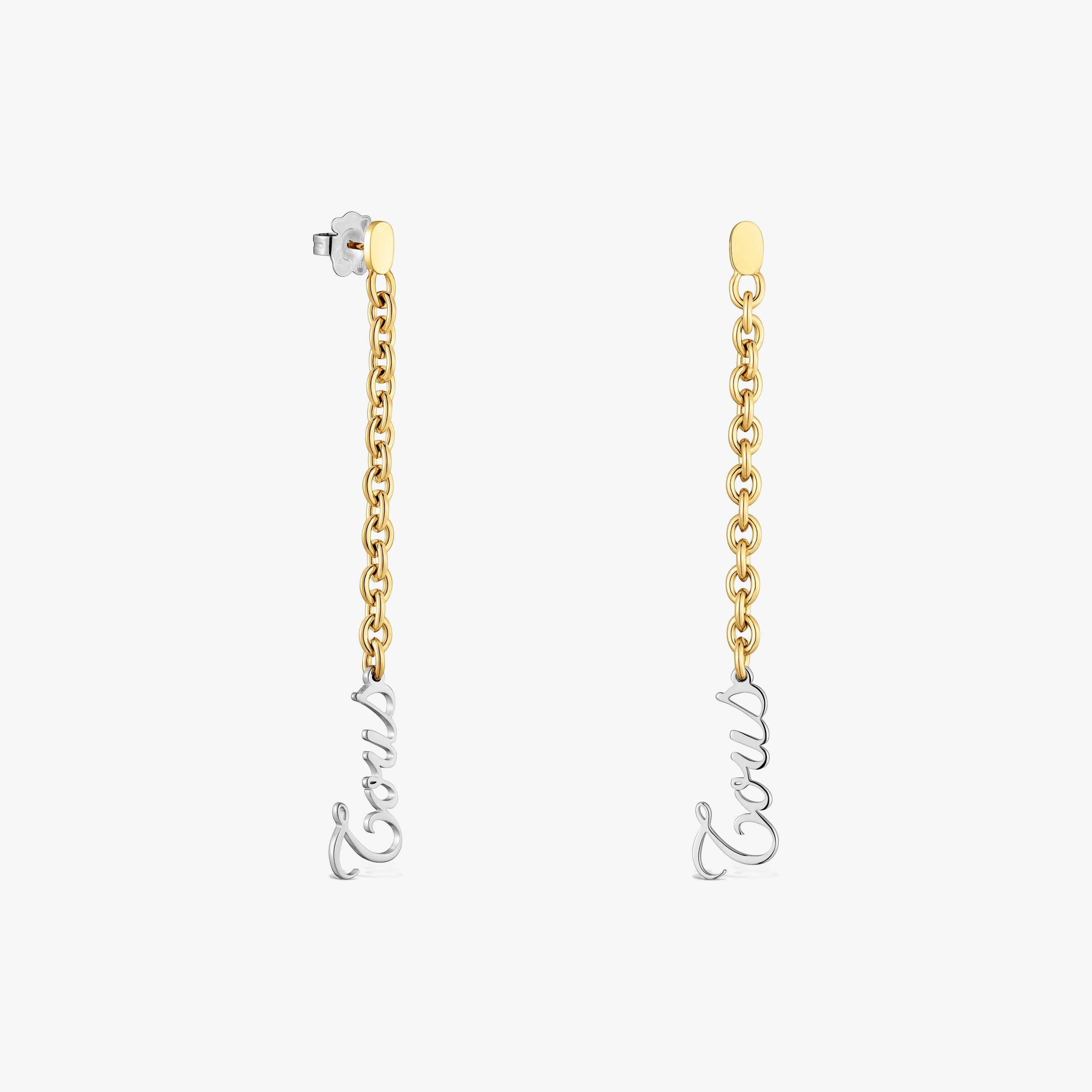 Long two-tone steel Earrings TOUS Charming