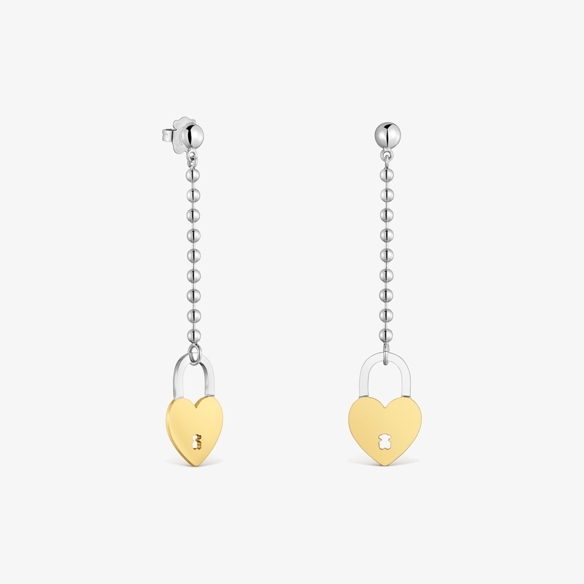 Tous - Pendientes Largos De Acero Bicolor Motivo Corazón Tous Charming - Bicolor
