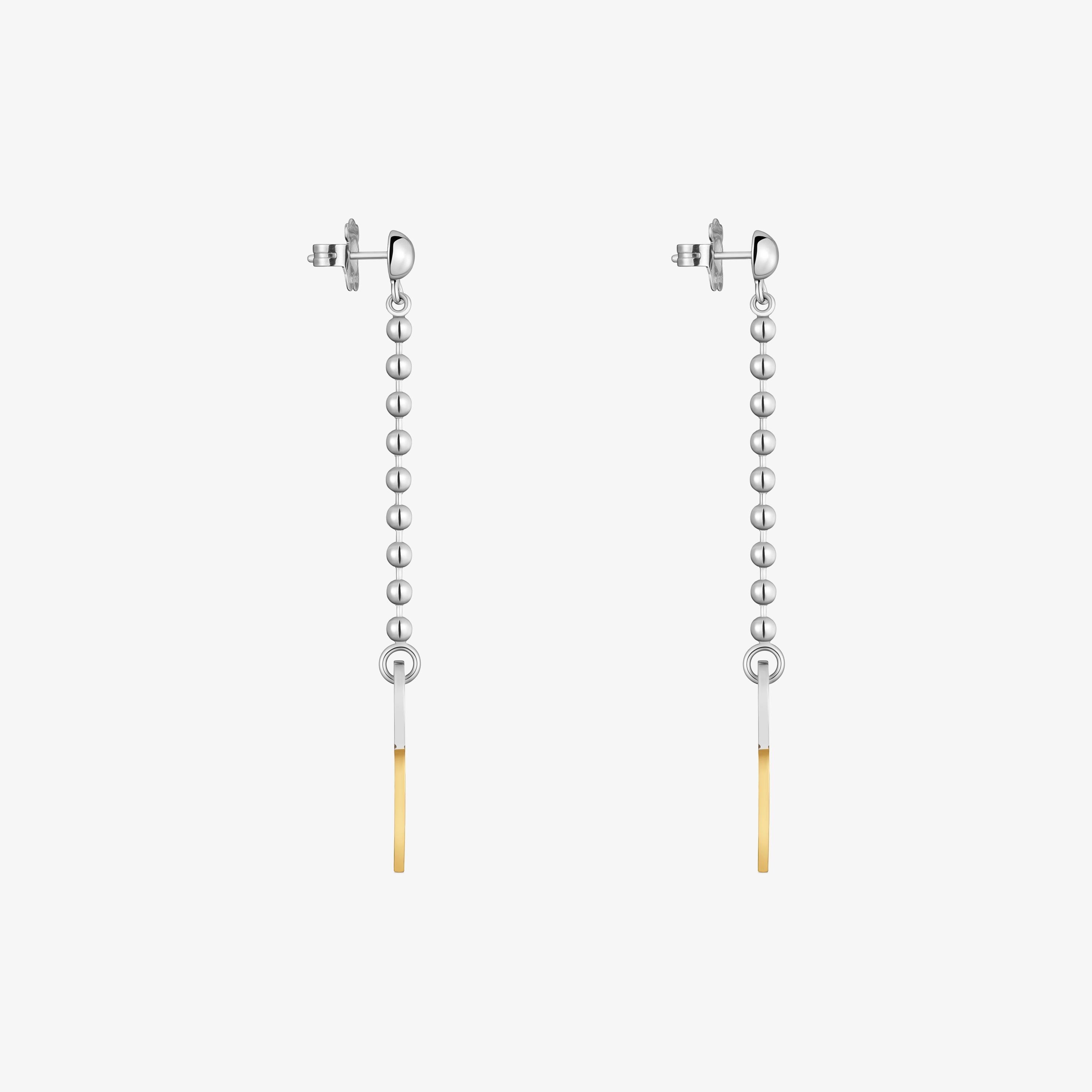 Long two-tone steel Earrings with heart charm TOUS Charming