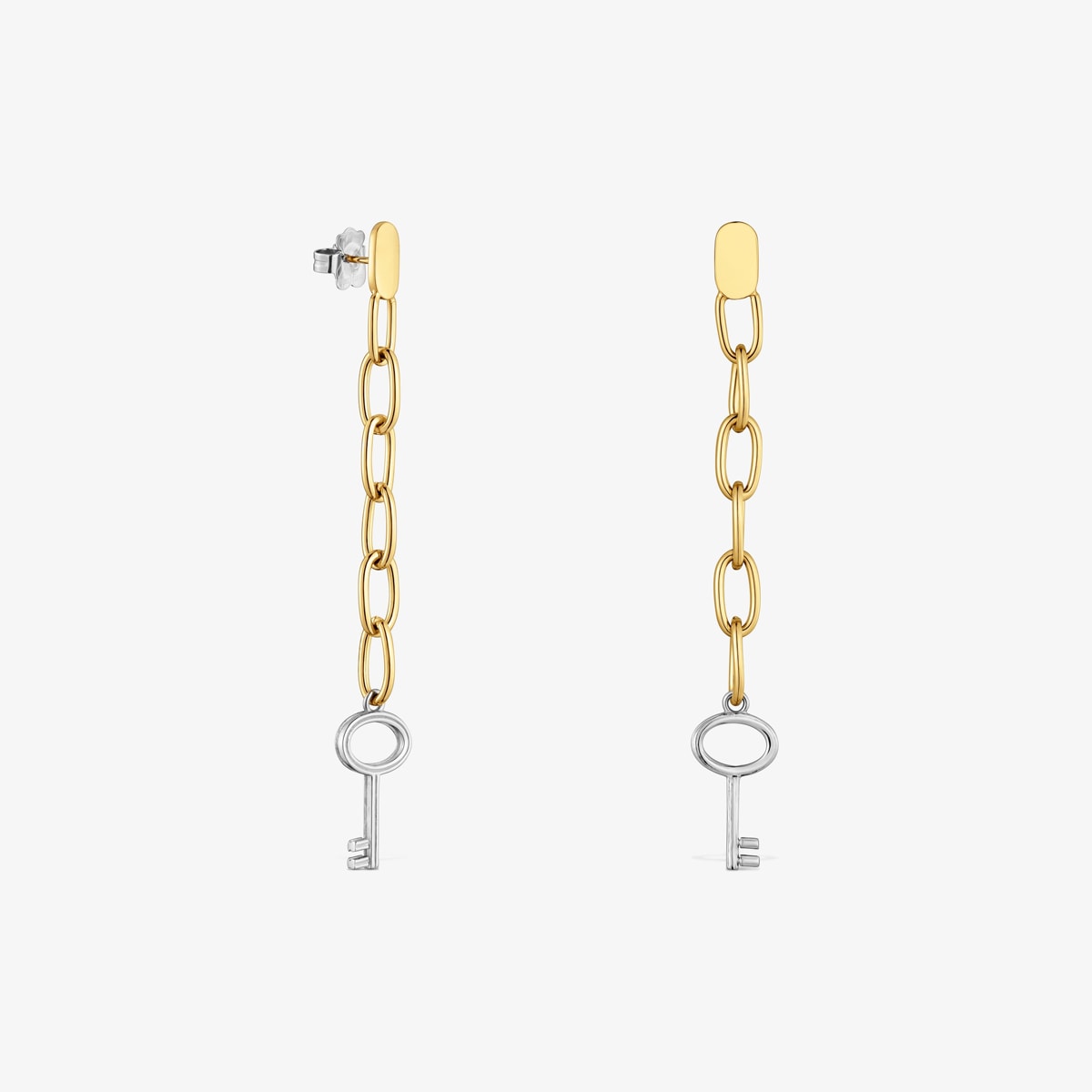 Tous - Pendientes Largos De Acero Bicolor Motivo Llave Tous Charming - Bicolor