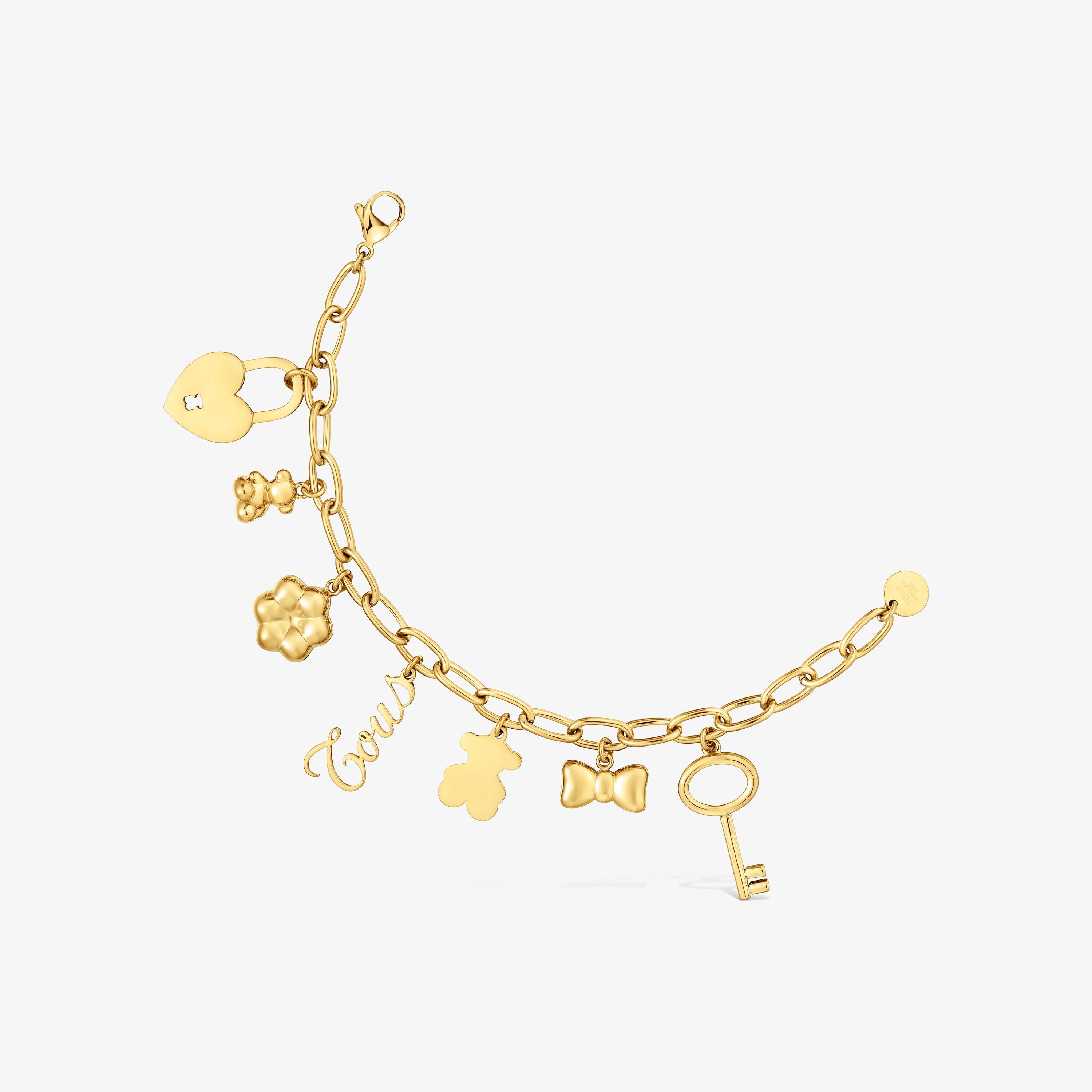 Gold-colored steel Bracelet with hanging charms TOUS Charming