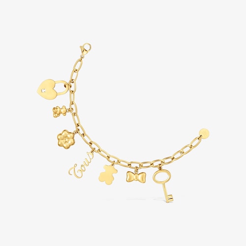 Gold-colored steel Bracelet with hanging charms TOUS Charming
