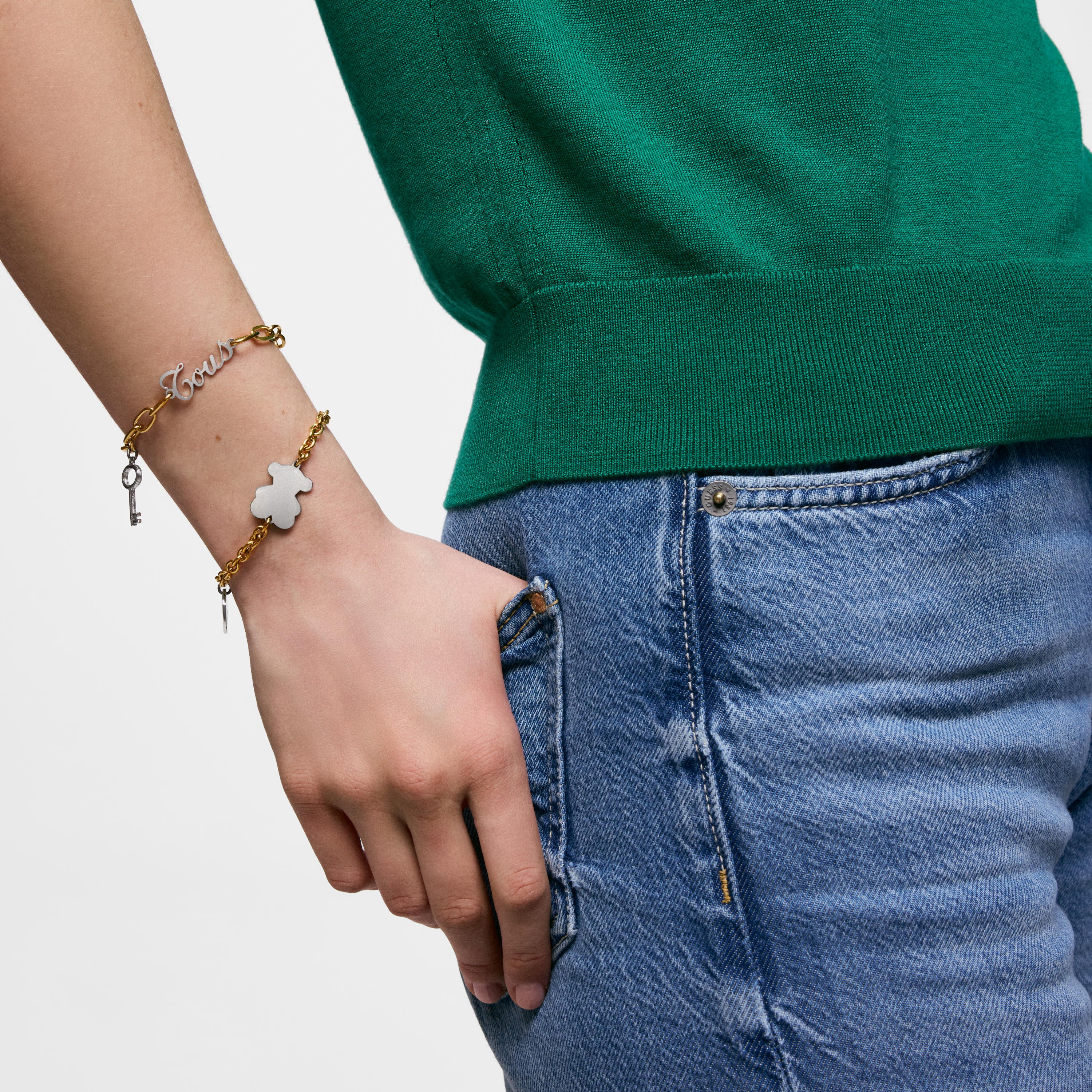 Two-tone steel Chain bracelet with bear charm TOUS Charming