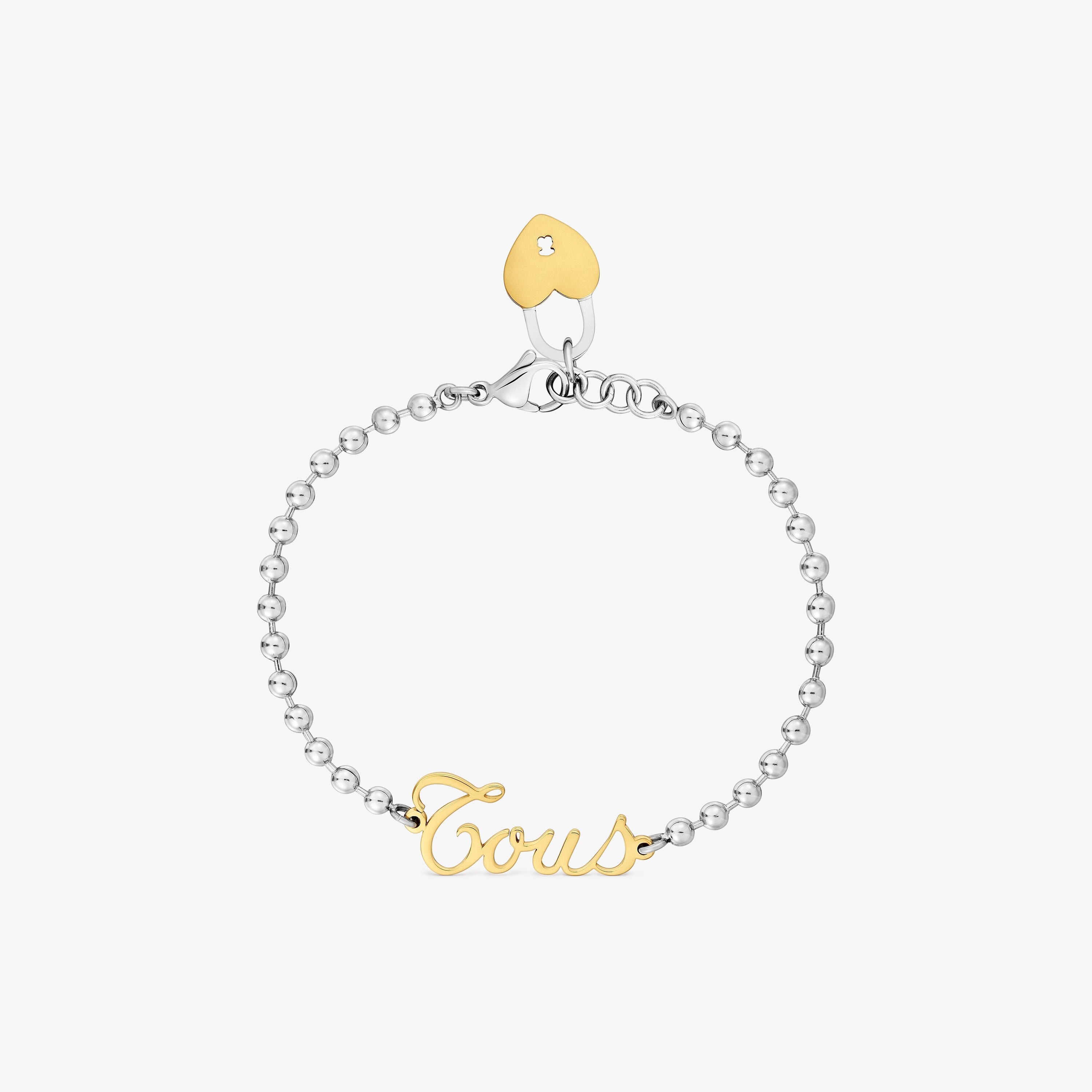 Two-tone steel Chain bracelet with heart charm TOUS Charming