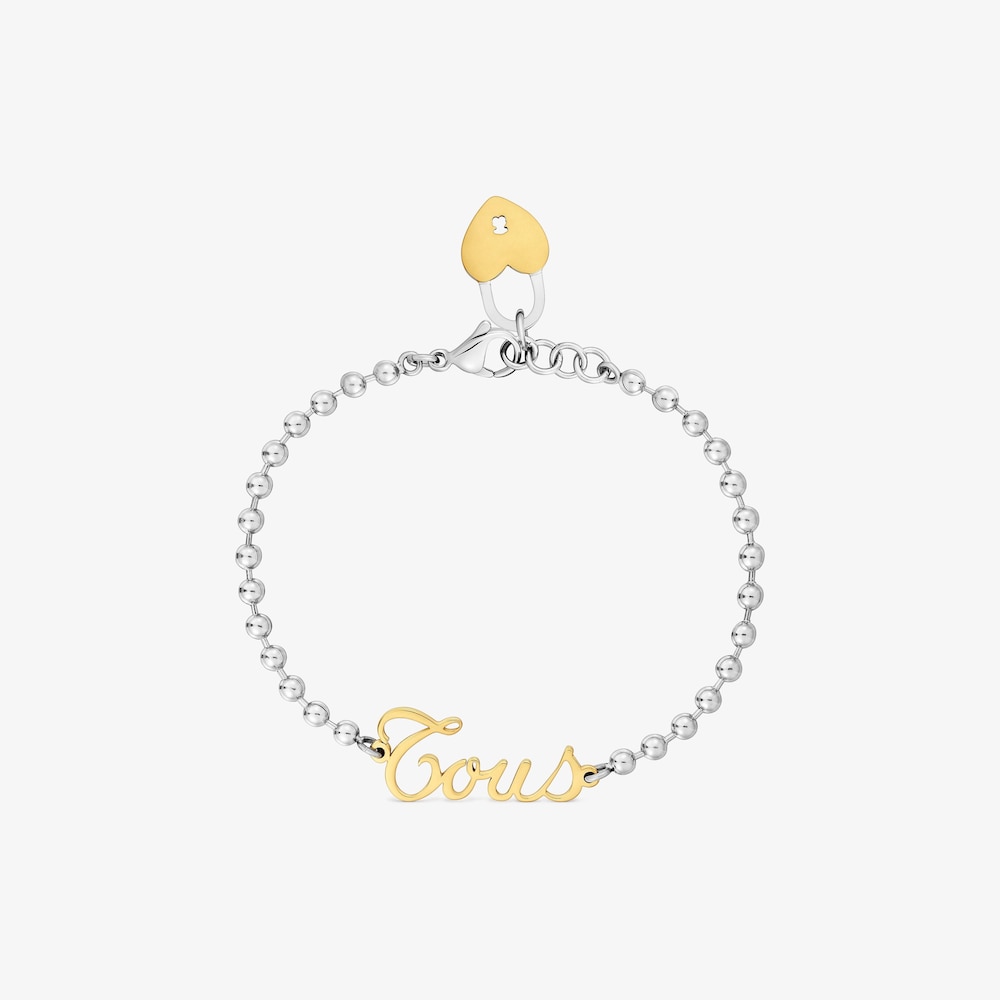Pulsera cadena de acero bicolor y motivo coraz&oacute;n TOUS Charming