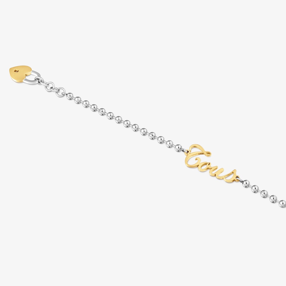Pulsera cadena de acero bicolor y motivo coraz&oacute;n TOUS Charming