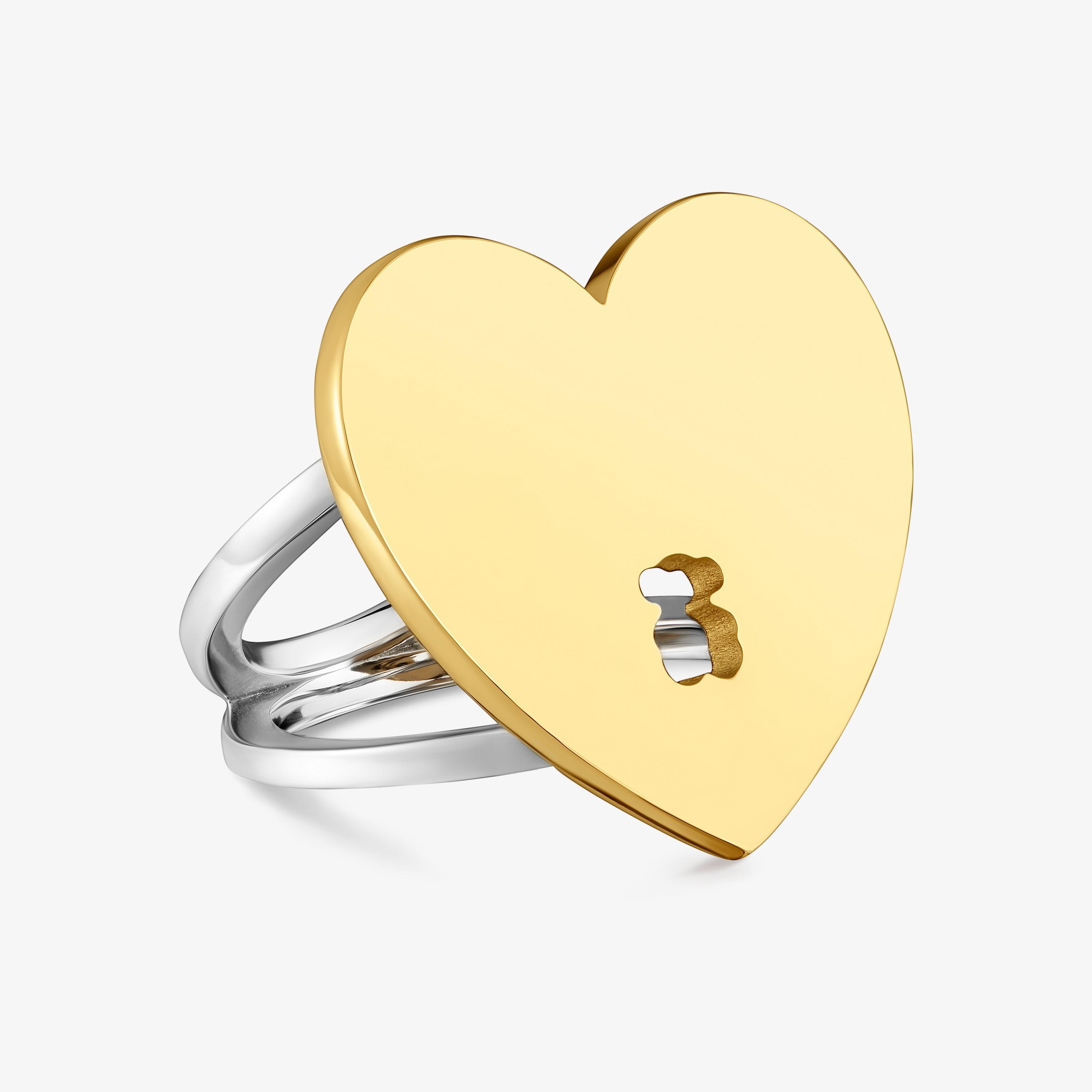 Two-tone steel Ring with heart charm TOUS Charming