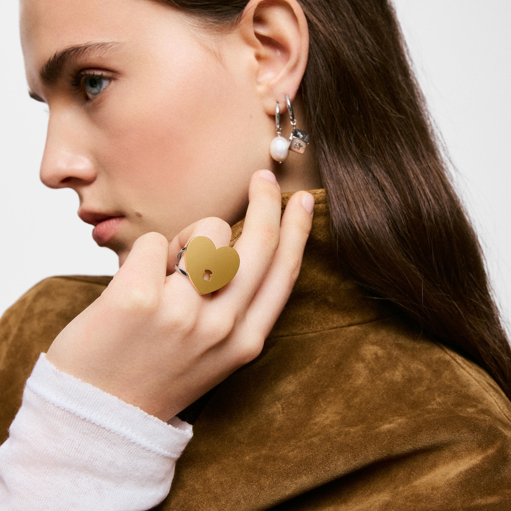 Anillo de acero bicolor motivo coraz&oacute;n TOUS Charming