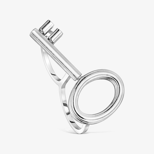 Steel Double ring with key charm TOUS Charming