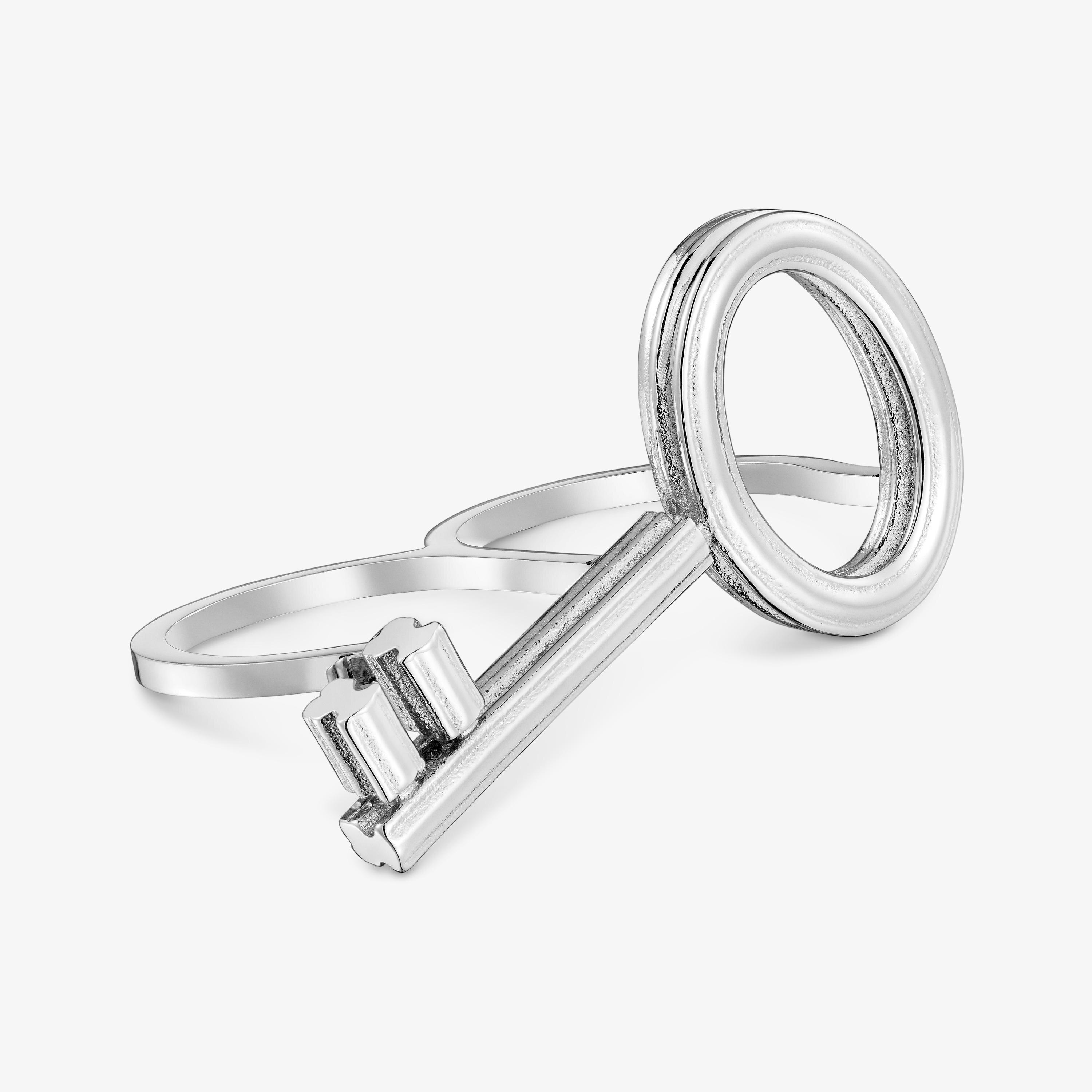 Steel Double ring with key charm TOUS Charming