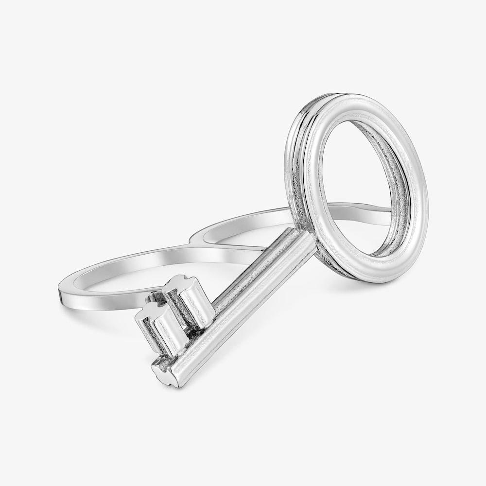 Dvojit&yacute; prsteň s pr&iacute;veskom kľ&uacute;ča z&nbsp;ocele TOUS Charming