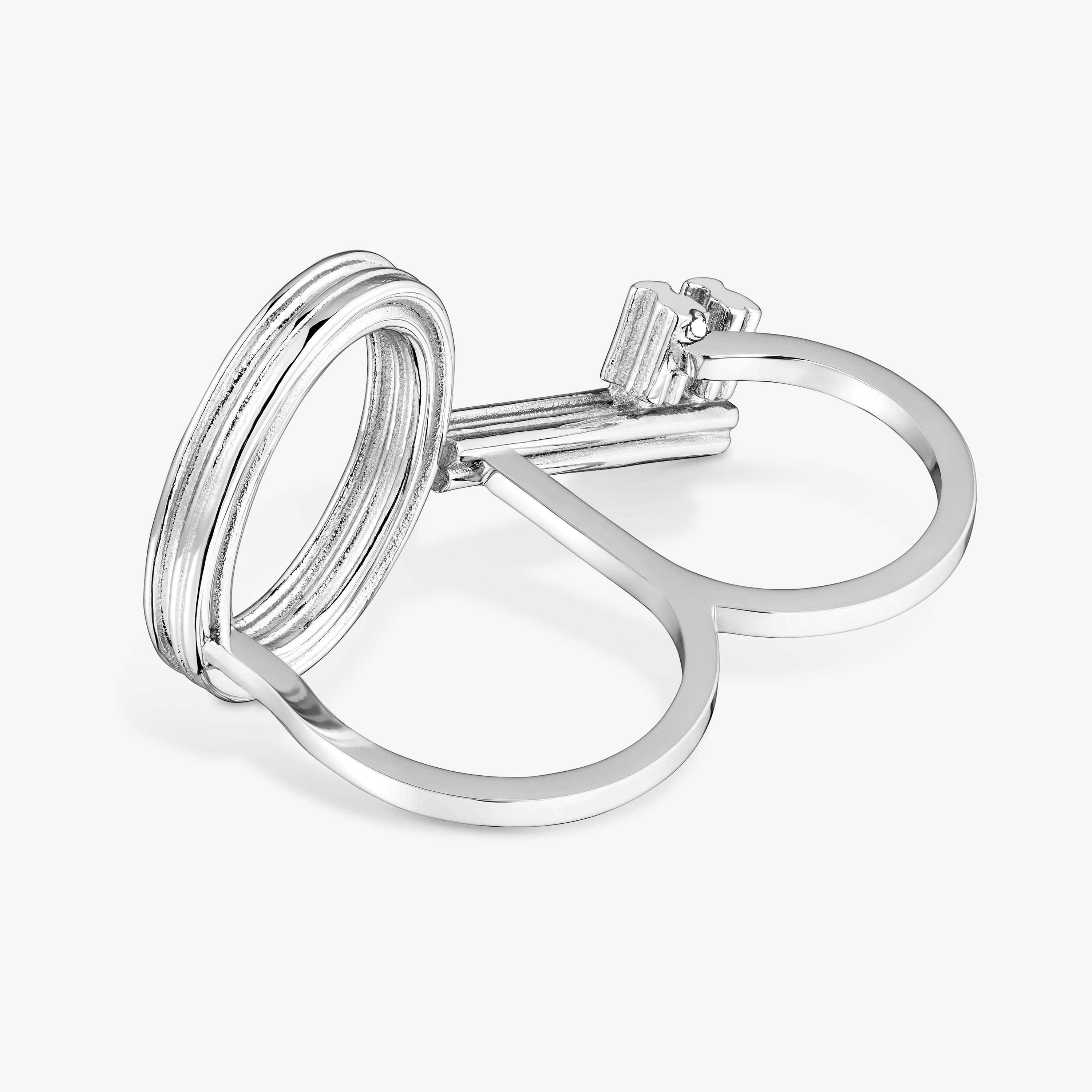 Steel Double ring with key charm TOUS Charming