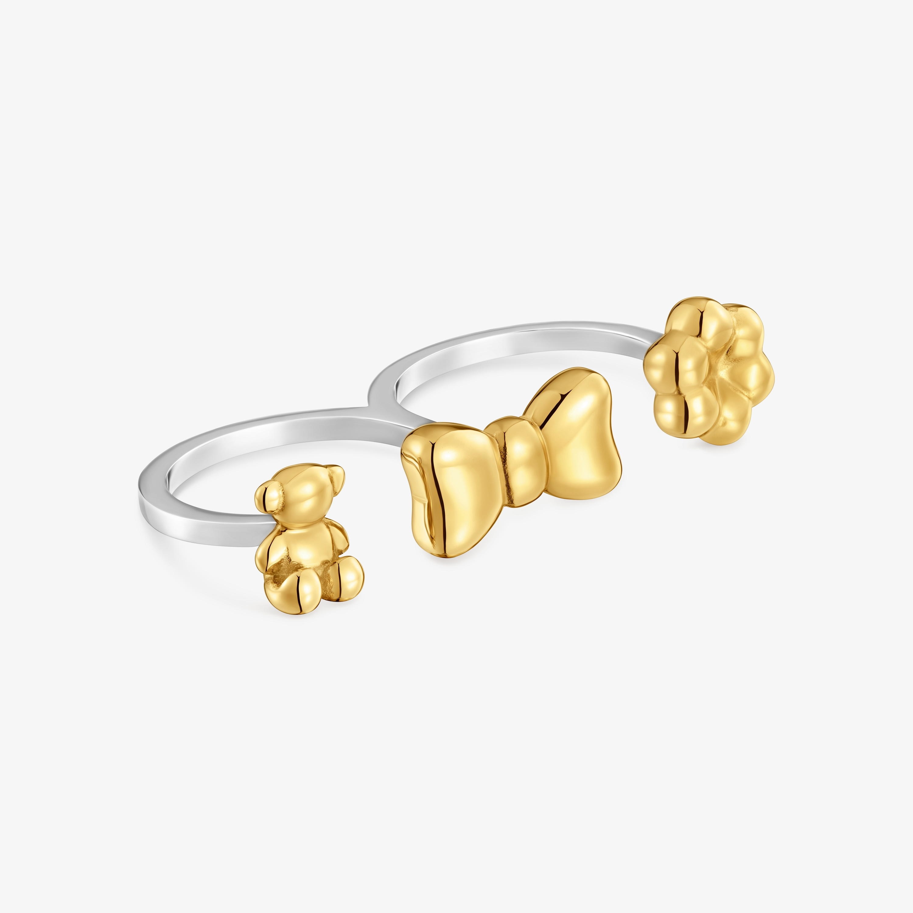 Two-tone steel Double ring with charms TOUS Charming