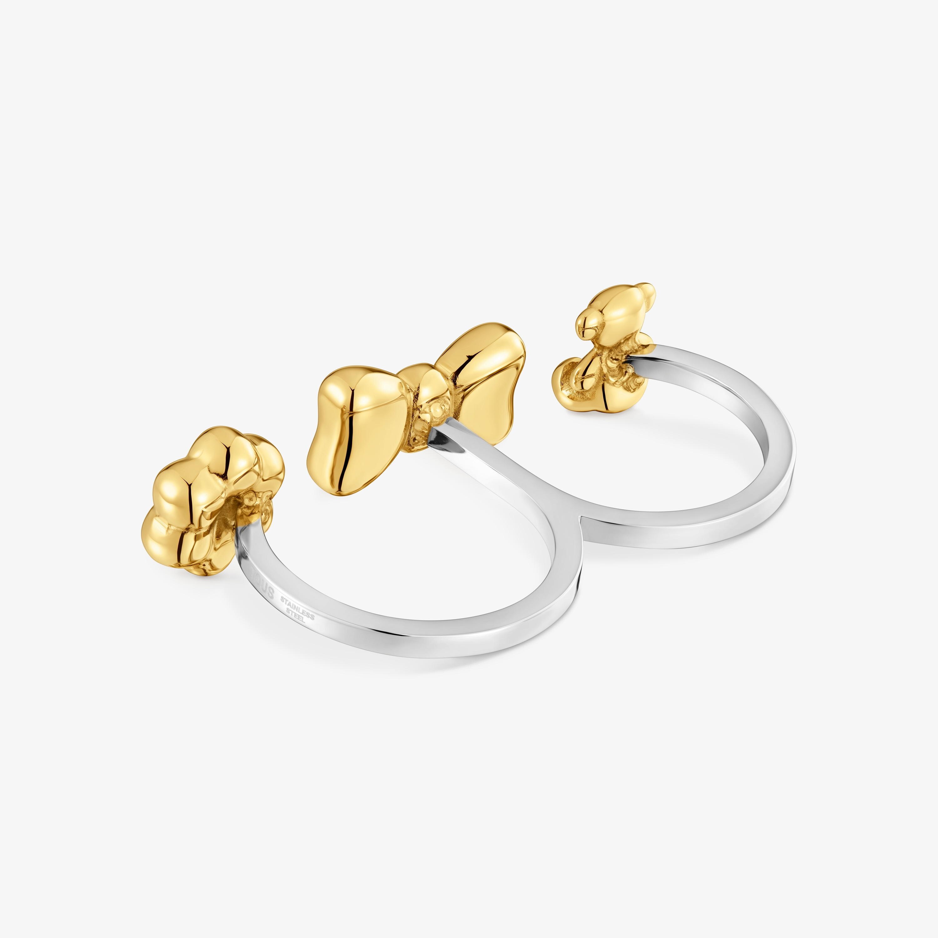 Two-tone steel Double ring with charms TOUS Charming