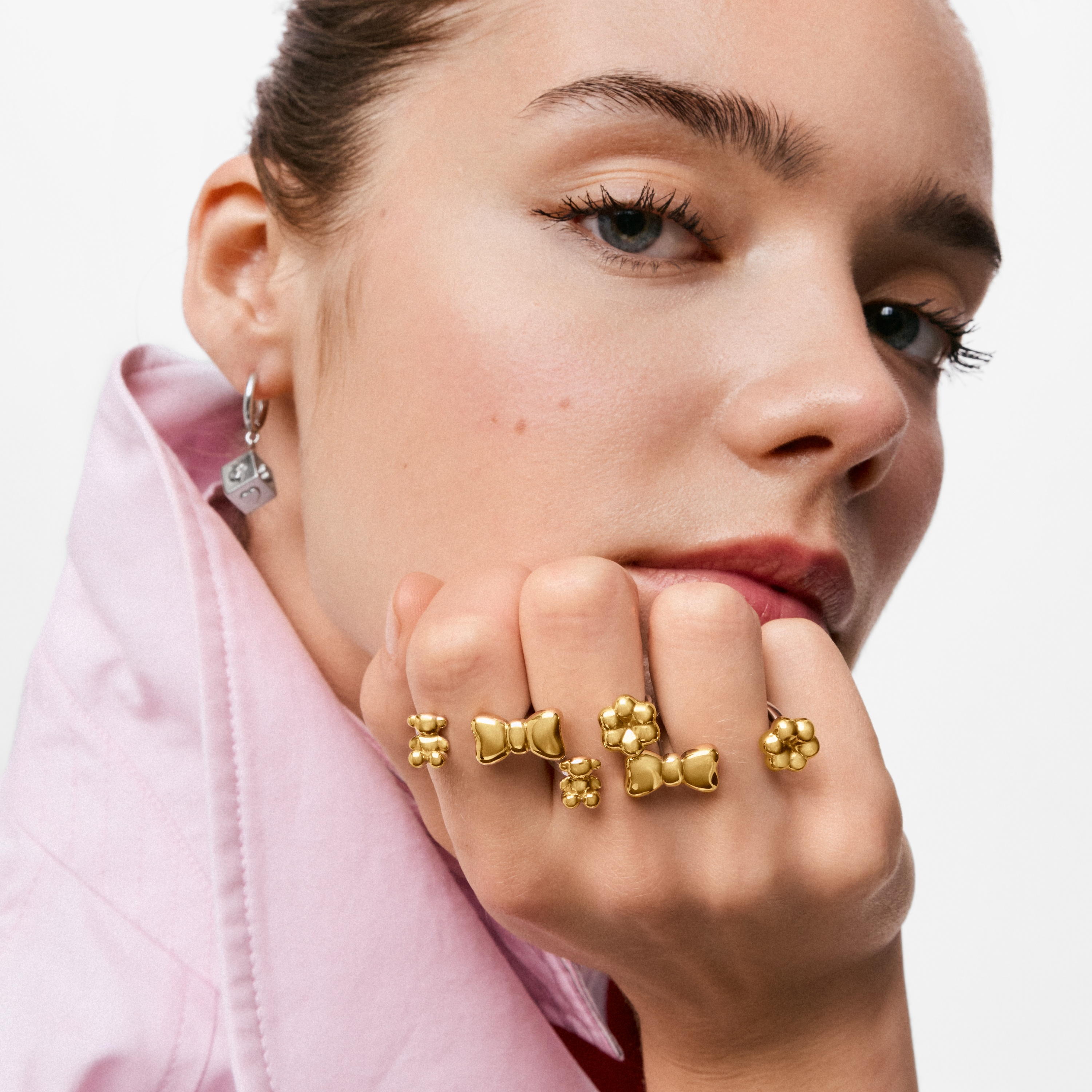 Two-tone steel Double ring with charms TOUS Charming