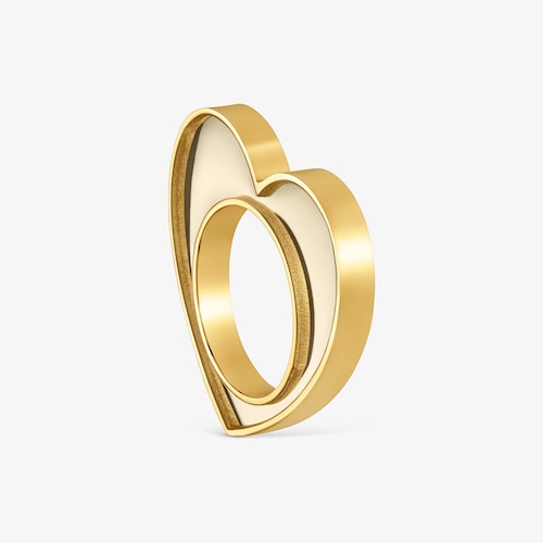 Prsteň so srdcom z&nbsp;ocele zlatej farby a&nbsp;bielej živice TOUS Galaxy