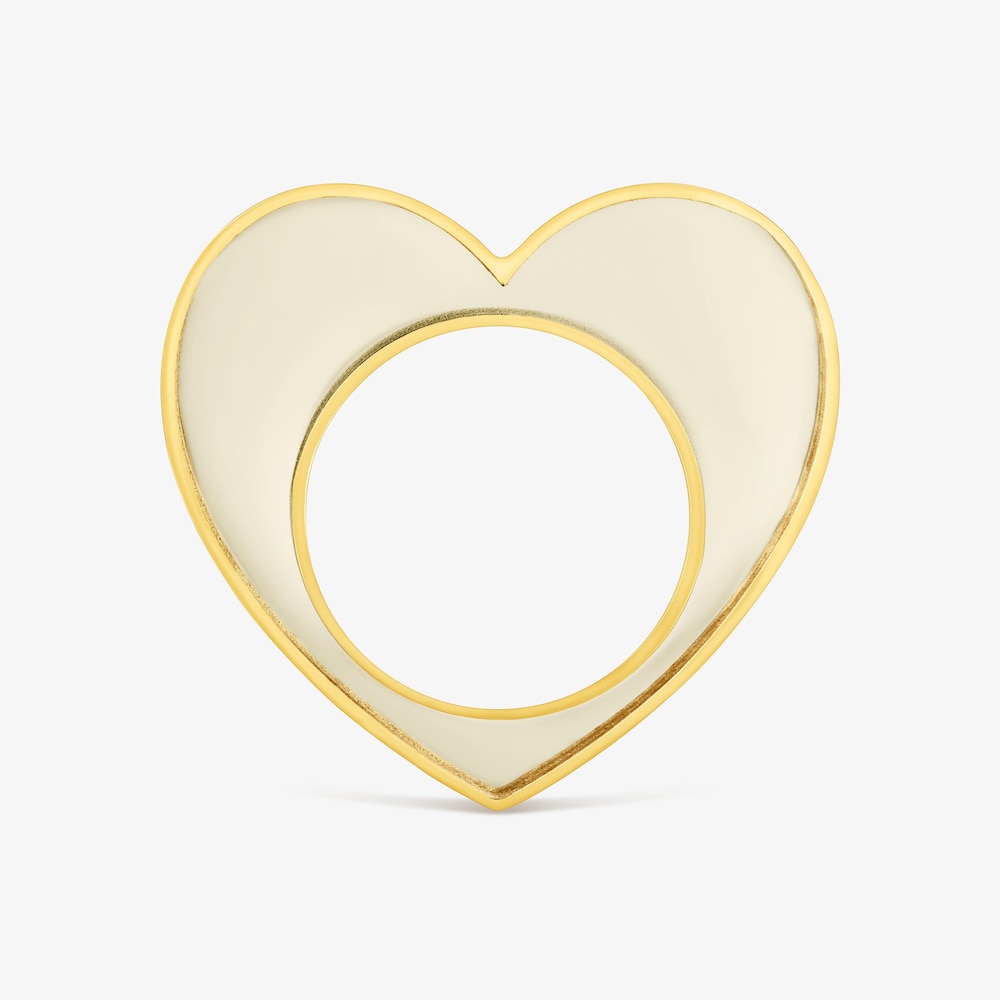 Anillo coraz&oacute;n de acero dorado y resina blanca Galaxy