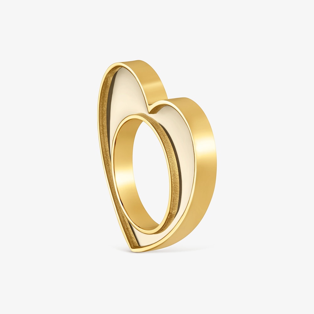 Anillo coraz&oacute;n de acero dorado y resina blanca Galaxy