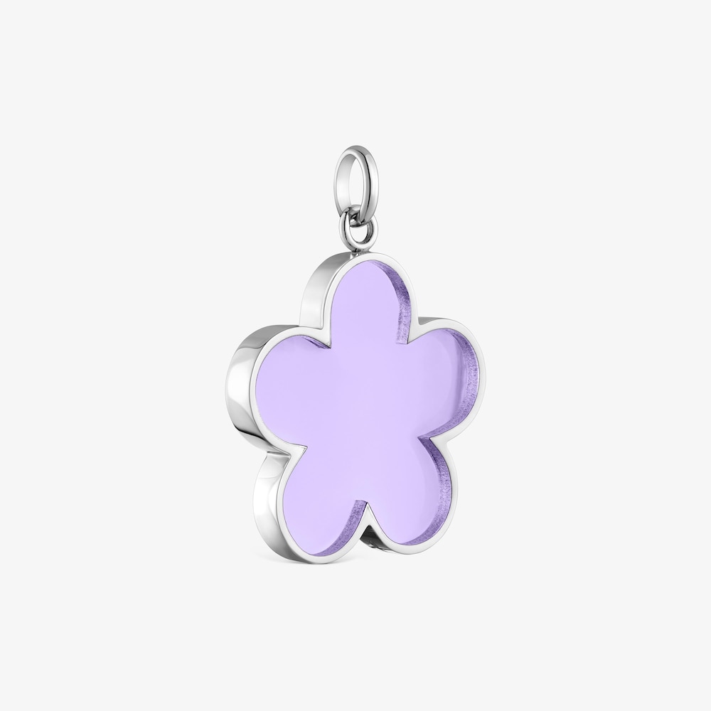 Wisiorek ze stali i liliowej żywicy z motywem kwiatu TOUS Galaxy