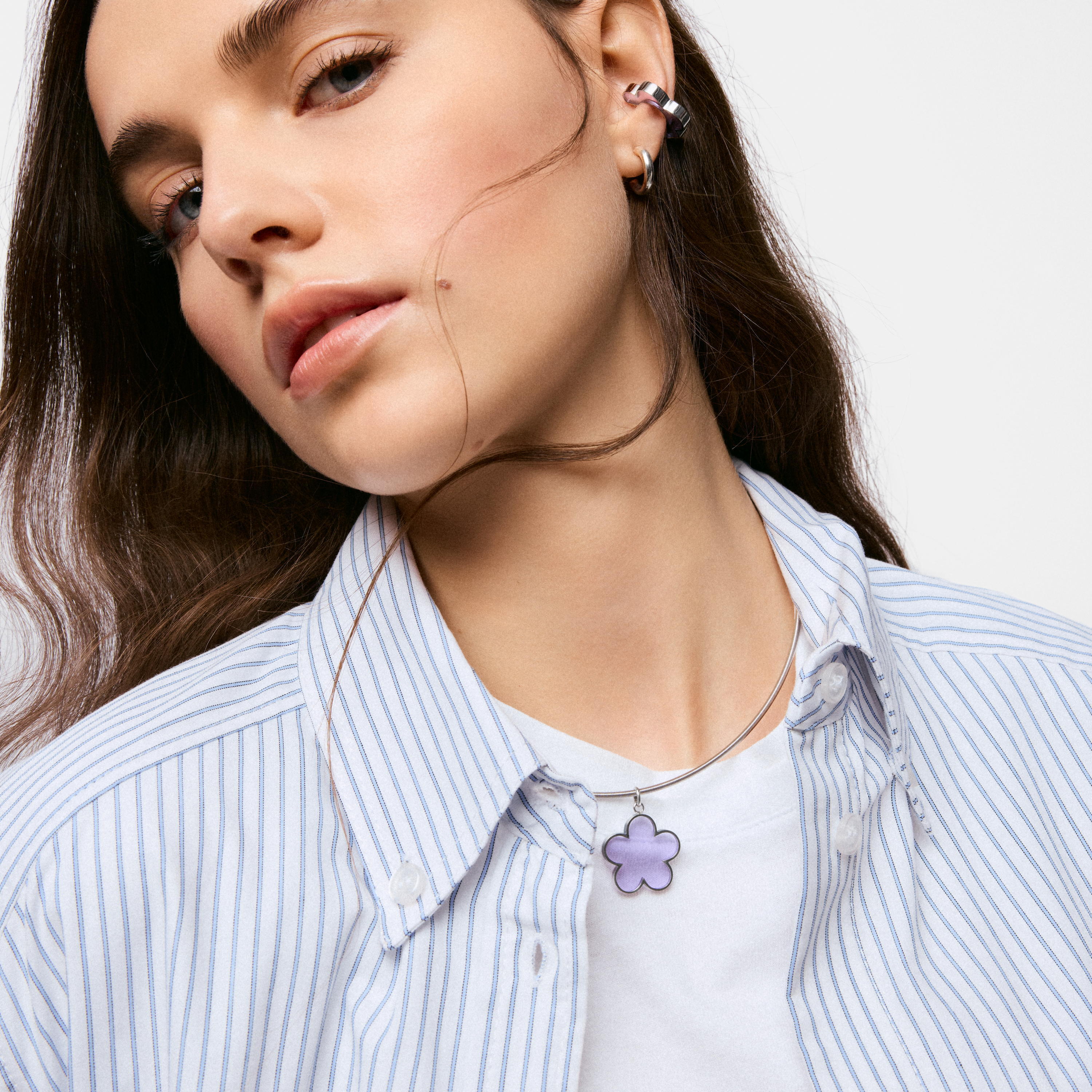 Steel and lilac resin flower Pendant TOUS Galaxy
