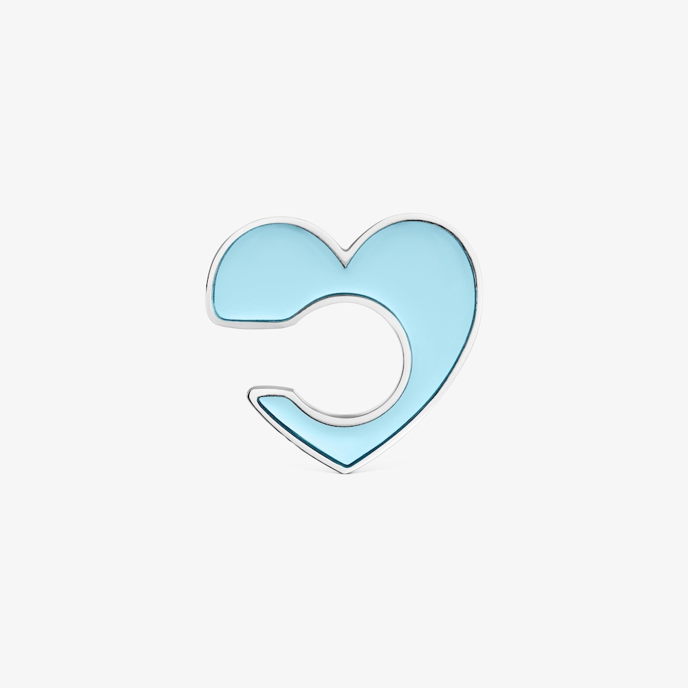 Earcuff coraz&oacute;n de acero y resina azul Galaxy