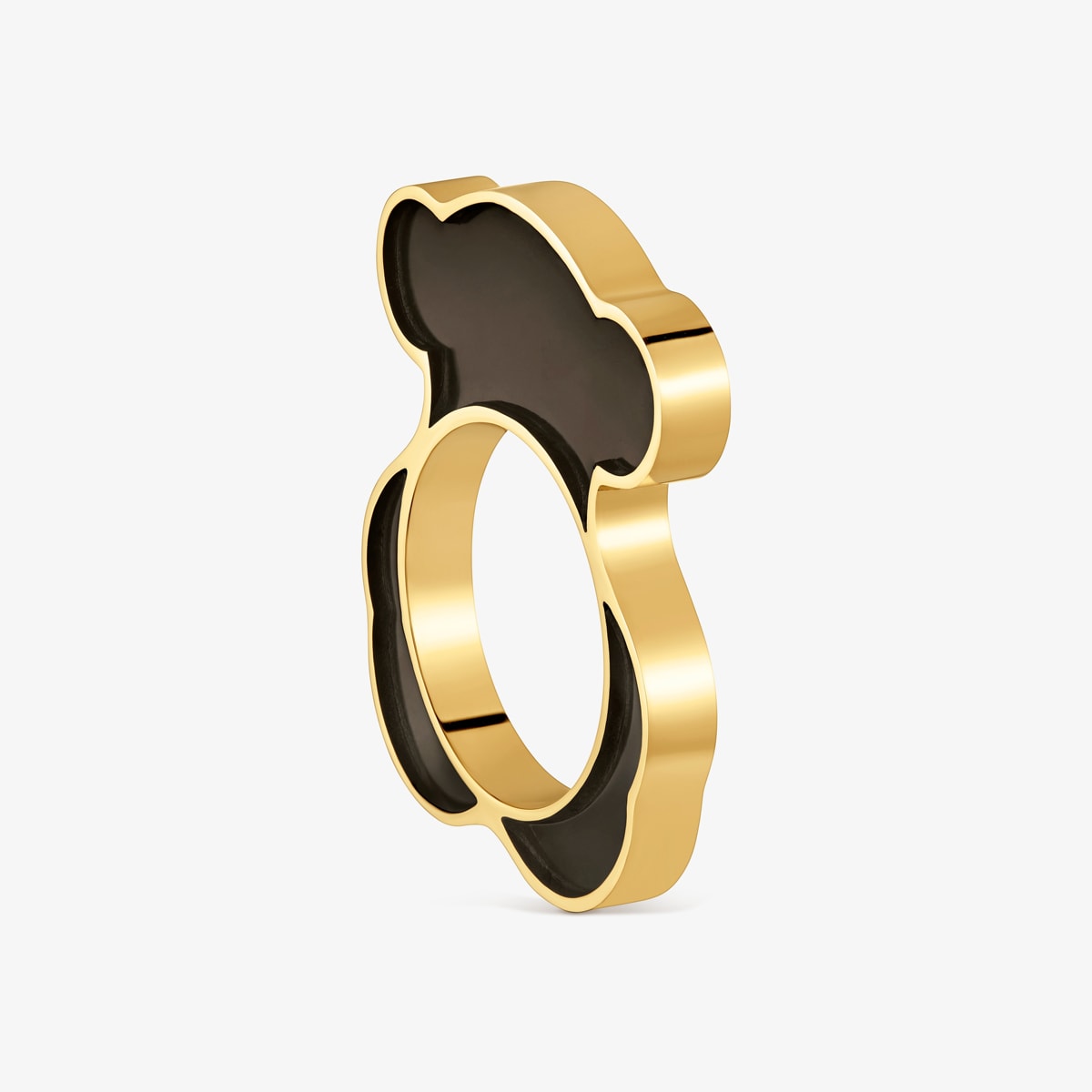 Tous - Anillo Oso De Acero Dorado Y Resina Negra Galaxy Talla 12